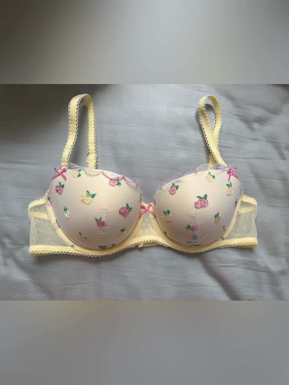 Light yellow and pink lemon balconette bra from VS PINK